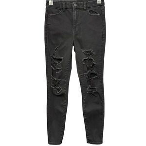 American Eagle Next Level Stretch Ripped Black Skinny Jeans Women’s 10